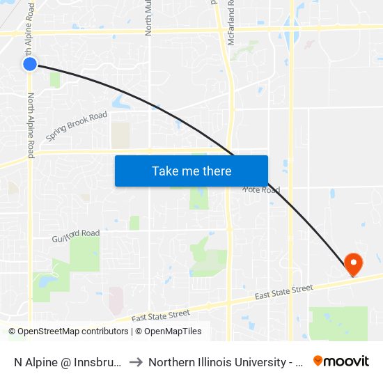 N Alpine @ Innsbruck-Sec to Northern Illinois University - Rockford map