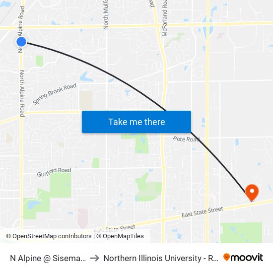 N Alpine @ Siseman-Sec to Northern Illinois University - Rockford map