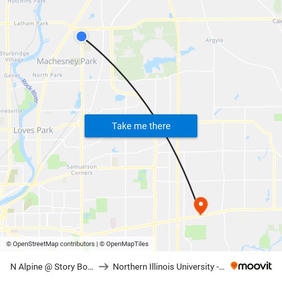 N Alpine @ Story Book-Nwc to Northern Illinois University - Rockford map