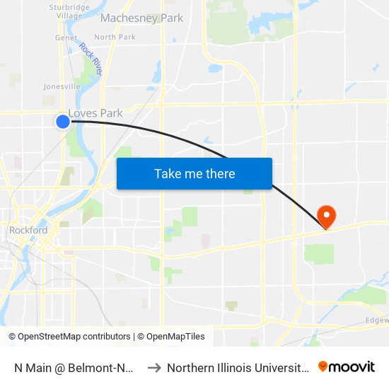 N Main @ Belmont-Nwc-Inbound to Northern Illinois University - Rockford map