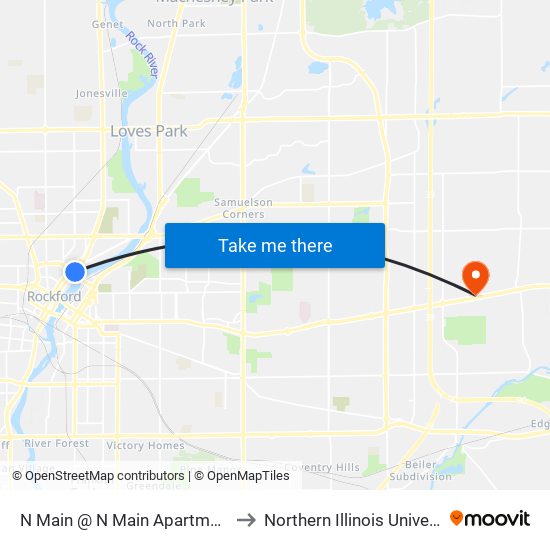 N Main @ N Main Apartments- E - Outbound to Northern Illinois University - Rockford map
