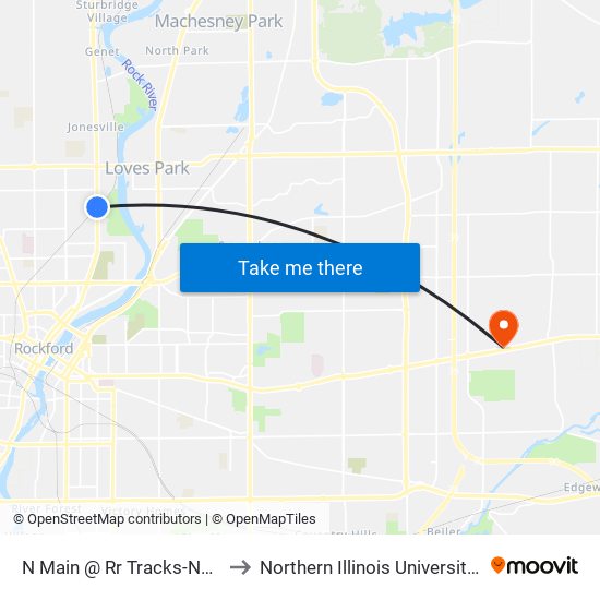N Main @ Rr Tracks-Nwc-Inbound to Northern Illinois University - Rockford map
