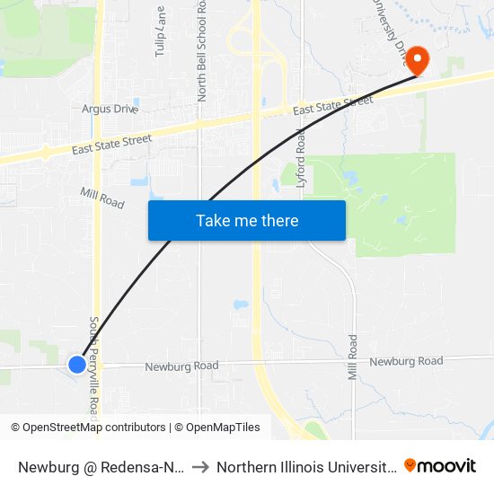 Newburg @ Redensa-Nec-Inbound to Northern Illinois University - Rockford map
