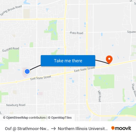 Osf @ Strathmoor-Nwc-Inbound to Northern Illinois University - Rockford map