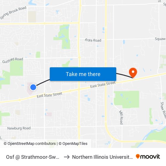 Osf @ Strathmoor-Swc-Outbound to Northern Illinois University - Rockford map