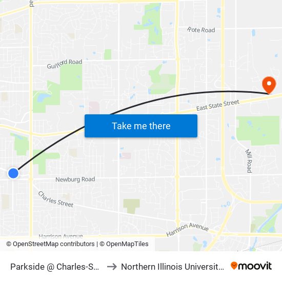 Parkside @ Charles-Sec-Inbound to Northern Illinois University - Rockford map