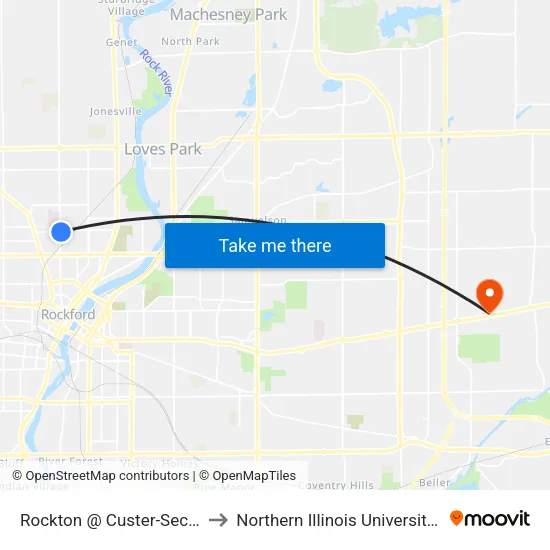 Rockton @ Custer-Sec-Outbound to Northern Illinois University - Rockford map