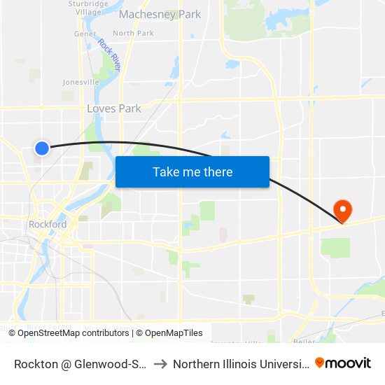 Rockton @ Glenwood-Sec-Outbound to Northern Illinois University - Rockford map