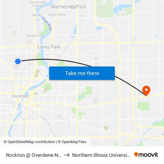 Rockton @ Overdene-Nwc-Inbound to Northern Illinois University - Rockford map