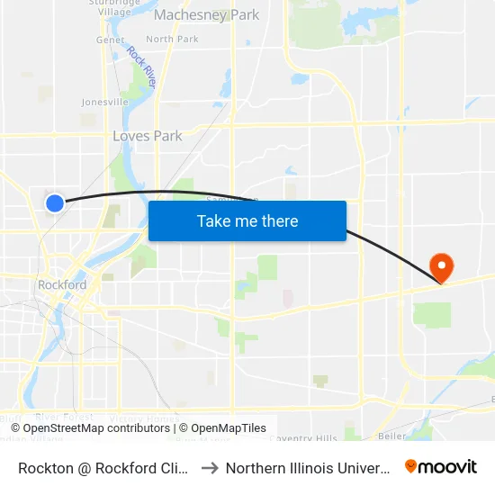 Rockton @ Rockford Clinic-W-Inbound to Northern Illinois University - Rockford map