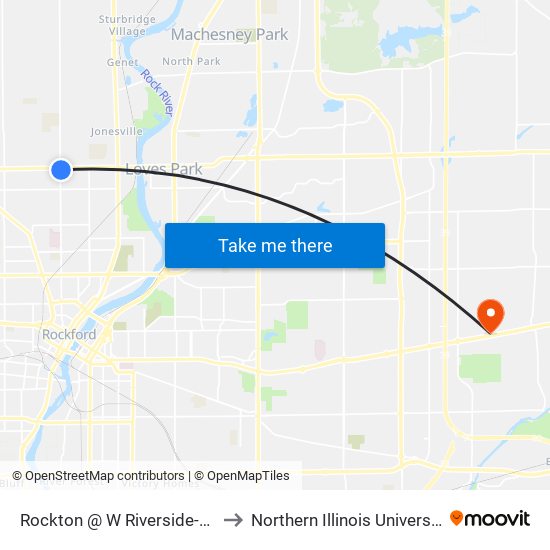 Rockton @ W Riverside-Sec-Outbound to Northern Illinois University - Rockford map