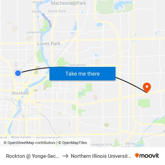 Rockton @ Yonge-Sec-Outbound to Northern Illinois University - Rockford map