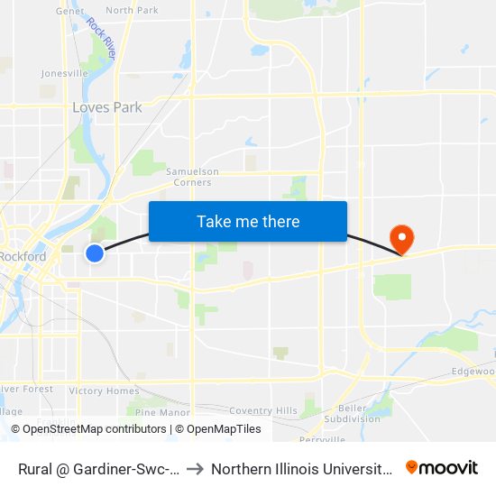 Rural @ Gardiner-Swc-Outbound to Northern Illinois University - Rockford map