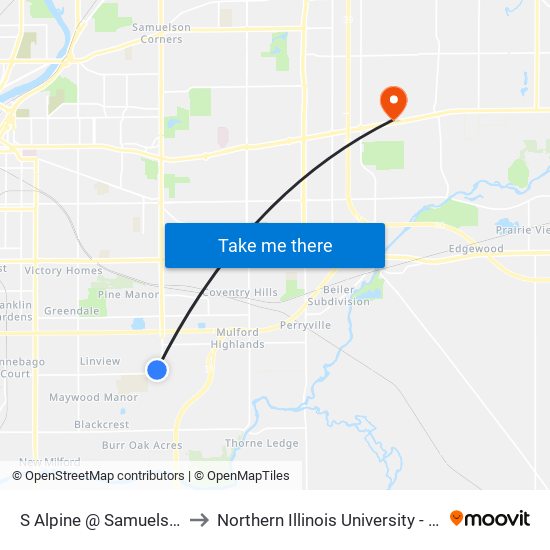 S Alpine @ Samuelson-Nec to Northern Illinois University - Rockford map