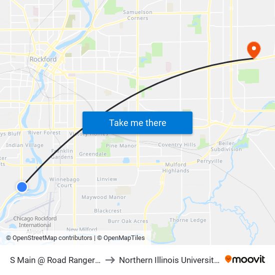 S Main @ Road Ranger-E-Inbound to Northern Illinois University - Rockford map