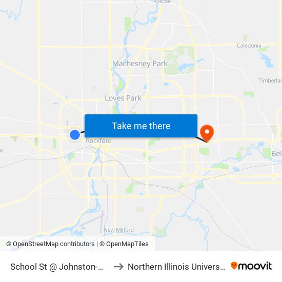 School St @ Johnston-Nec-Outbound to Northern Illinois University - Rockford map