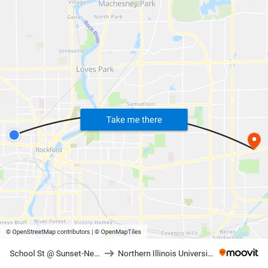 School St @ Sunset-Nec-Outbound to Northern Illinois University - Rockford map