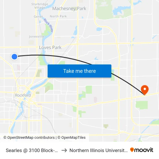 Searles @ 3100 Block-E-Outbound to Northern Illinois University - Rockford map