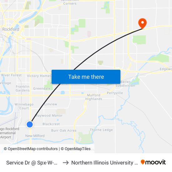 Service Dr @ Spx-W-Outbound to Northern Illinois University - Rockford map