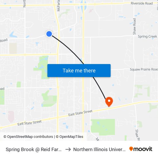 Spring Brook @ Reid Farm-Swc-Inbound to Northern Illinois University - Rockford map