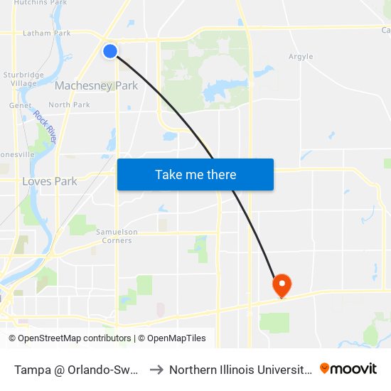 Tampa @ Orlando-Swc-Outbound to Northern Illinois University - Rockford map