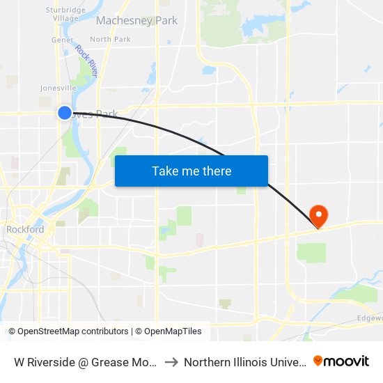 W Riverside @ Grease Monkey-Nec-Inbound to Northern Illinois University - Rockford map