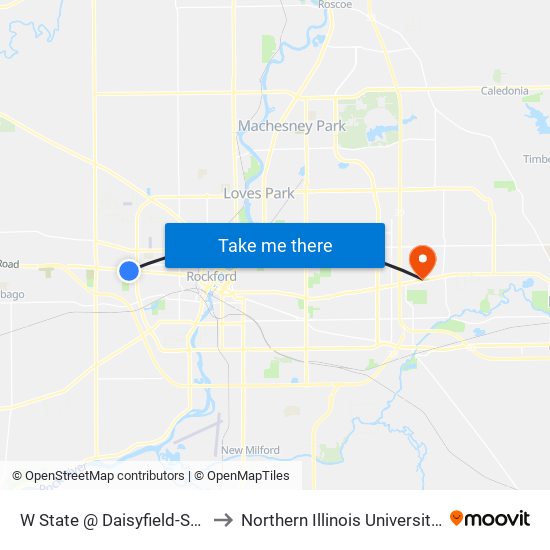 W State @ Daisyfield-Swc-Inbound to Northern Illinois University - Rockford map