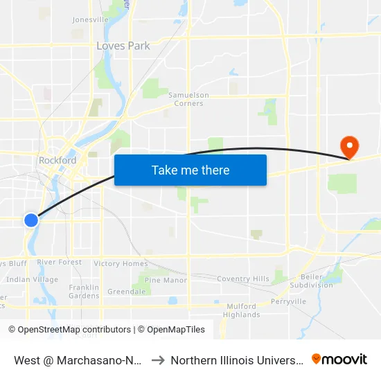 West @ Marchasano-Nwc-Outbound to Northern Illinois University - Rockford map