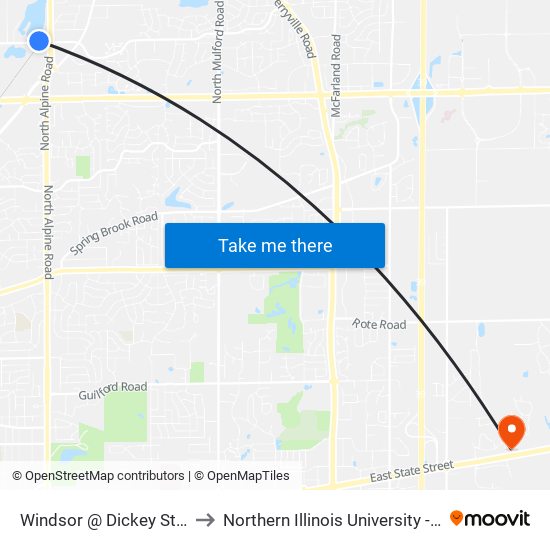 Windsor @ Dickey Staffing-N to Northern Illinois University - Rockford map