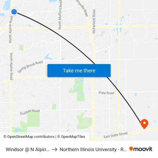 Windsor @ N Alpine-Sec to Northern Illinois University - Rockford map