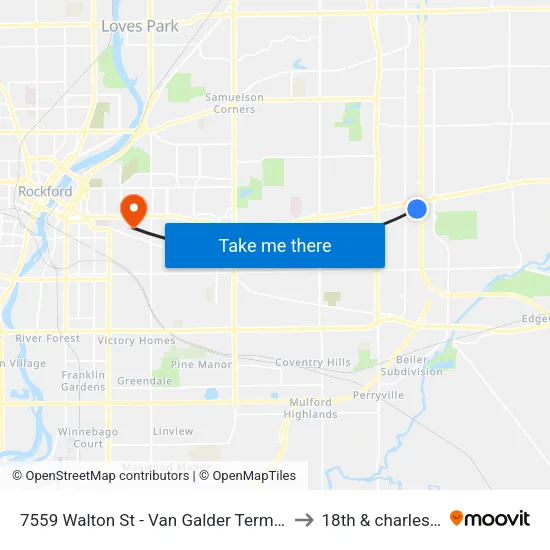 7559 Walton St - Van Galder Terminal to 18th & charles st map