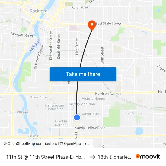 11th St @ 11th Street Plaza-E-Inbound to 18th & charles st map
