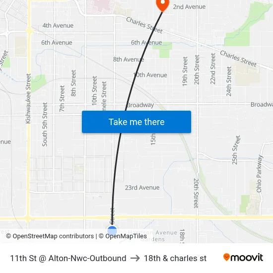 11th St @ Alton-Nwc-Outbound to 18th & charles st map