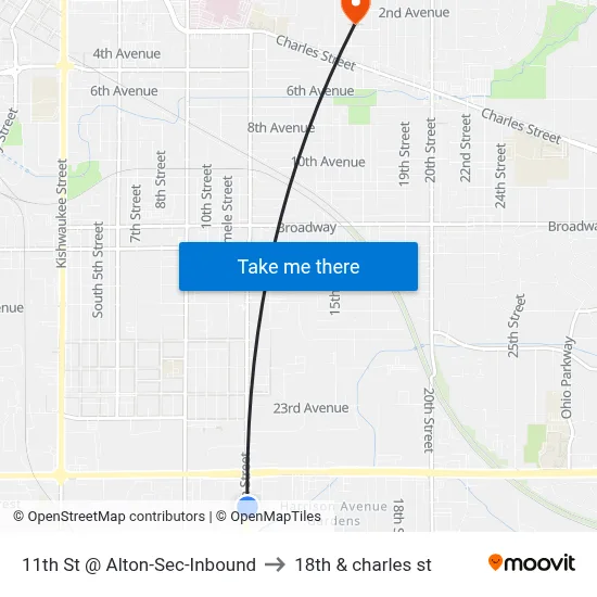 11th St @ Alton-Sec-Inbound to 18th & charles st map
