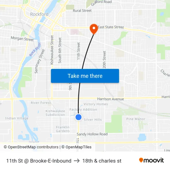 11th St @ Brooke-E-Inbound to 18th & charles st map