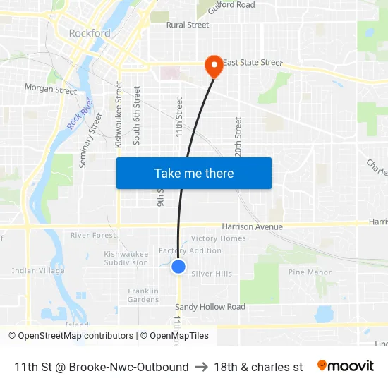 11th St @ Brooke-Nwc-Outbound to 18th & charles st map