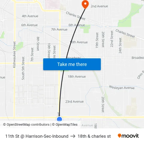 11th St @ Harrison-Sec-Inbound to 18th & charles st map