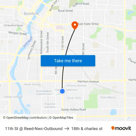 11th St @ Reed-Nwc-Outbound to 18th & charles st map