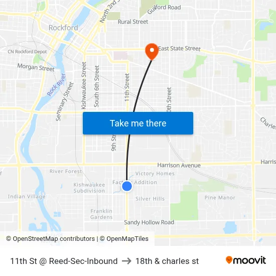 11th St @ Reed-Sec-Inbound to 18th & charles st map
