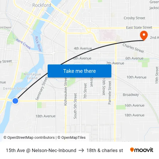 15th Ave @ Nelson-Nec-Inbound to 18th & charles st map