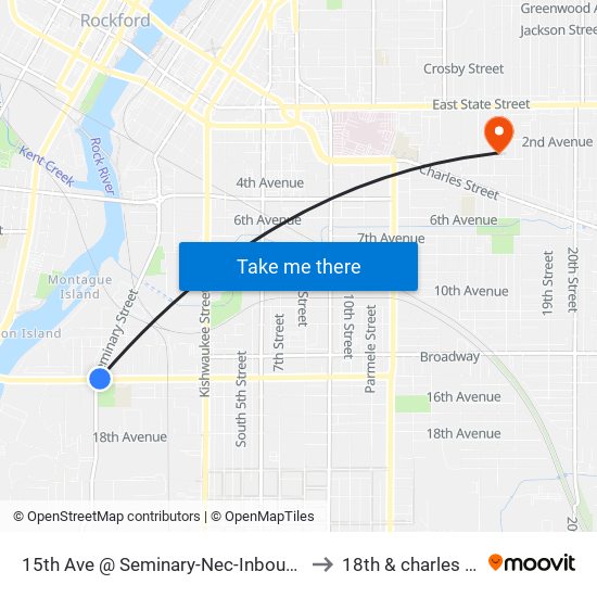 15th Ave @ Seminary-Nec-Inbound to 18th & charles st map