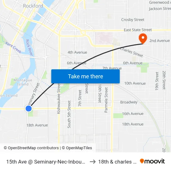 15th Ave @ Seminary-Nec-Inbound to 18th & charles st map
