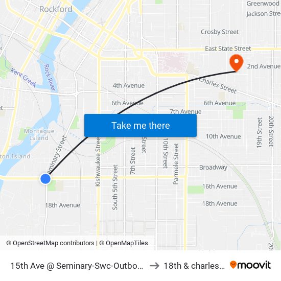 15th Ave @ Seminary-Swc-Outbound to 18th & charles st map