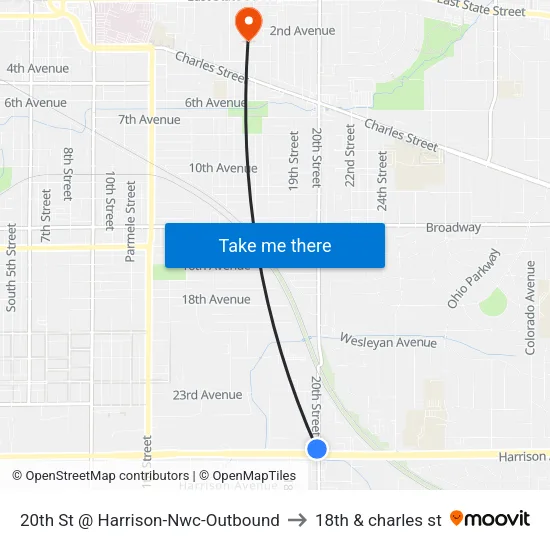 20th St @ Harrison-Nwc-Outbound to 18th & charles st map