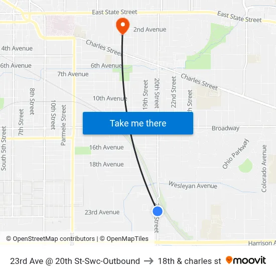23rd Ave @ 20th St-Swc-Outbound to 18th & charles st map