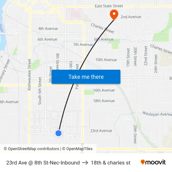 23rd Ave @ 8th St-Nec-Inbound to 18th & charles st map
