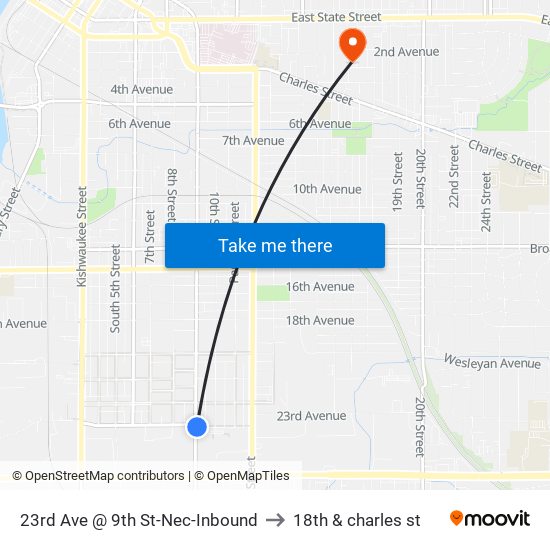 23rd Ave @ 9th St-Nec-Inbound to 18th & charles st map