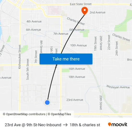23rd Ave @ 9th St-Nec-Inbound to 18th & charles st map