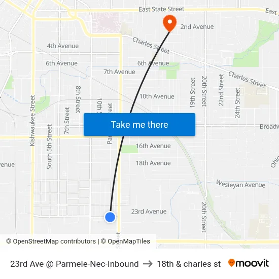 23rd Ave @ Parmele-Nec-Inbound to 18th & charles st map