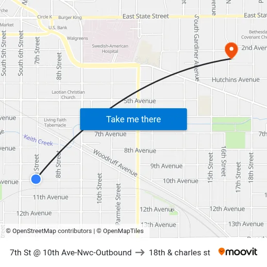 7th St @ 10th Ave-Nwc-Outbound to 18th & charles st map